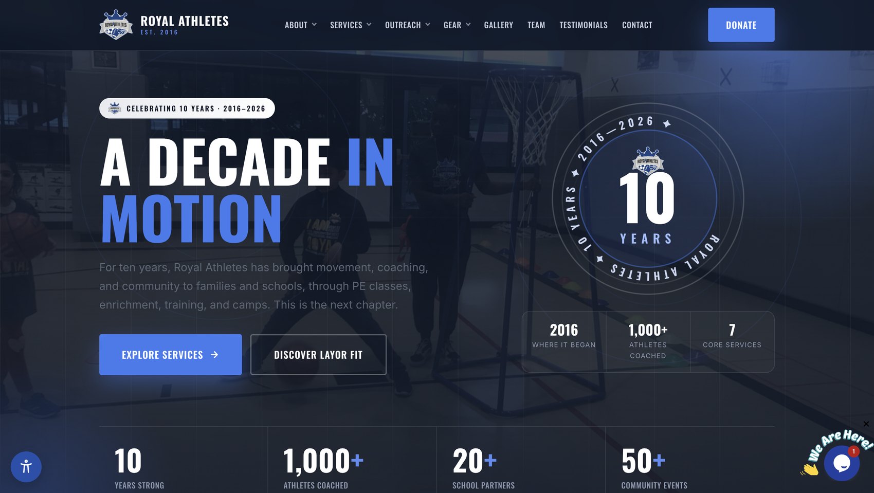 Royal Athletes website homepage
