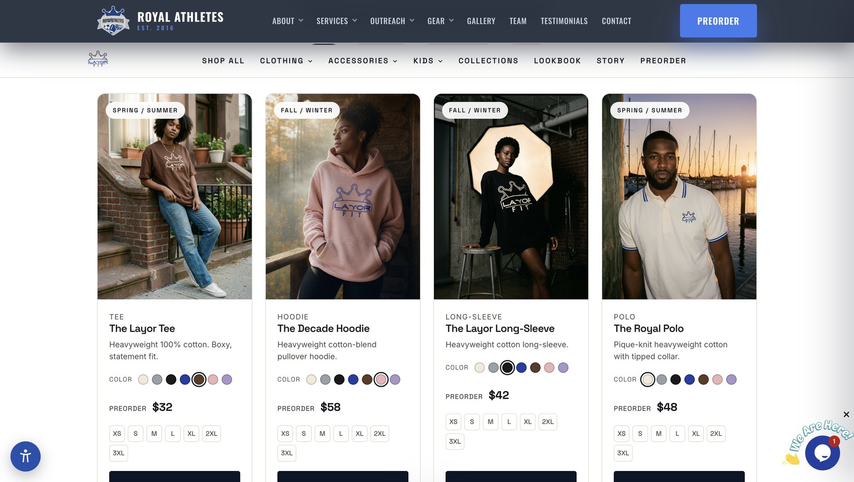Layor Fit storefront, shop the collection